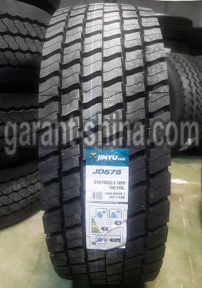 Jinyu JD575 (приводная) 315/70 R22.5 156/150L 18PR - Фото протектора с этикеткой